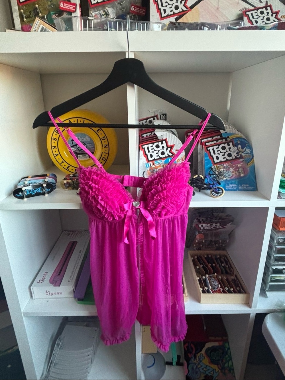 La SENZA Hot Pink Ruffled Babydoll Chemise with Bow